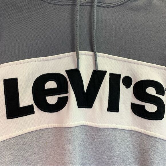 💥LEVI’S Gray logo drawstring pull over hoodie size small - Picture 6 of 12